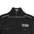 Men's Knitted Front Pocket Embroidery Full Zip Cardigan